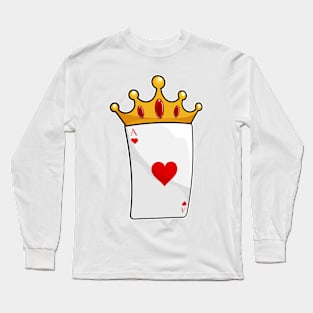 Hearts Ace with Queen Crown Long Sleeve T-Shirt